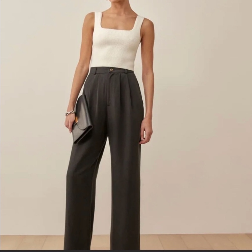 EUC Reformation Mason Pant, Petites 2P, puddle trousers high waist black